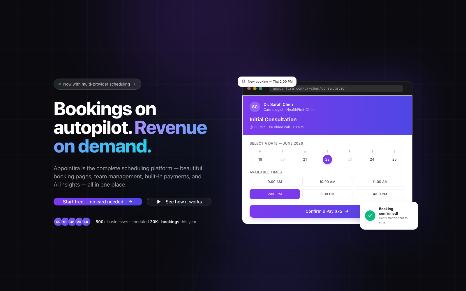 Appointira landing page